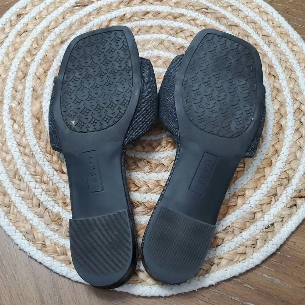 Esprit Averie Women's Dark Demin Embelluahed Buckle Slide Sandals, Size 7